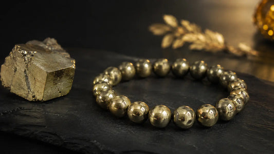 Bracelet en Pyrite dorée, pierre d'abondance, de confiance et de protection
